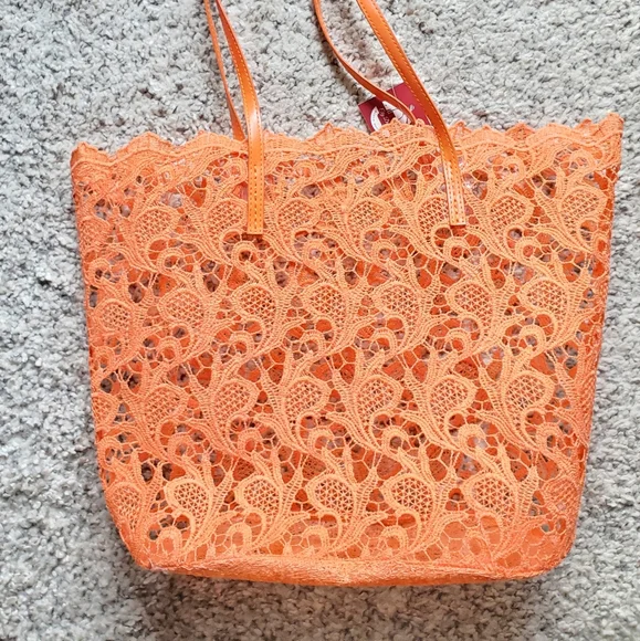 NWT PVC LV orange colour lace tote bag, great for swimming class - Picture 2 of 8